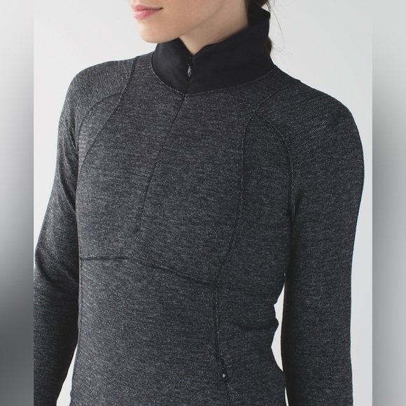 Vintage Lululemon Runderful 1/2 Zip - Mini Check Pique Heathered Black/Black - 2 - Picture 5 of 16